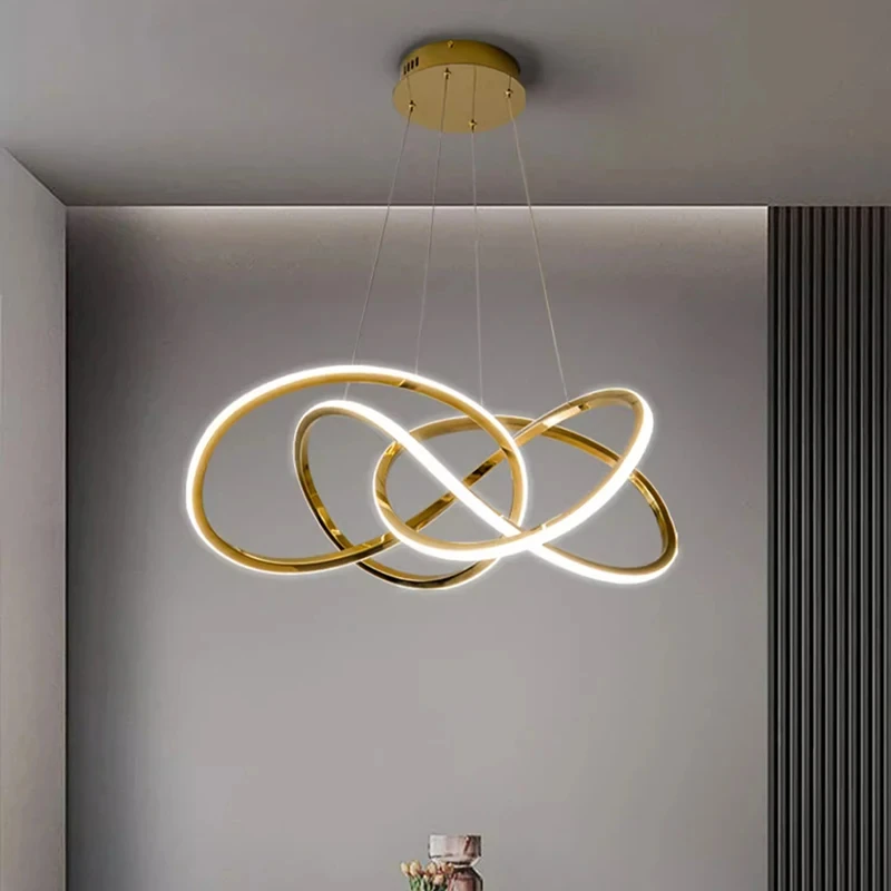 

Postmodern Ring Pendant Lights Creative Dining Room Woonkamer Cafe Hotel Villa Indoor Lighting Luminaires LED Hanging Chandelier