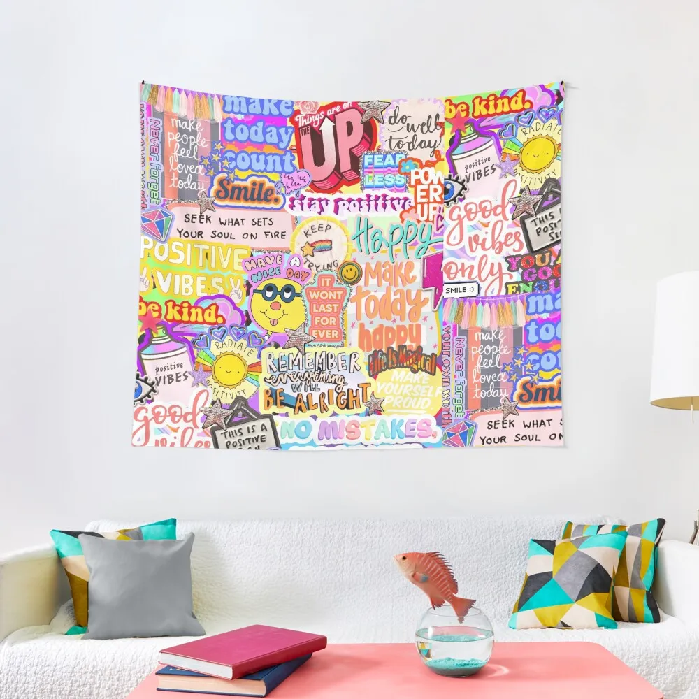 

Positive Vibes Collage Tapestry Bedrooms Decorations Kawaii Room Decor Tapestry