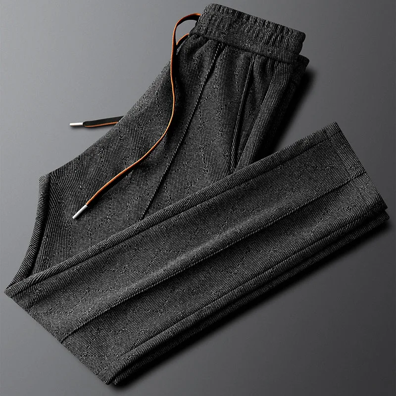 

2025 Autumn new style casual wool sport pants, men's long pants, slimming men's elastic waist sweatpants