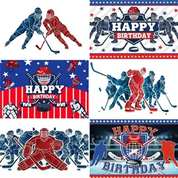 Ice Hockey Competition Theme Children's and Boys  Hockey Birthday Party Decoration Banner Cake Table Decoration Background Props