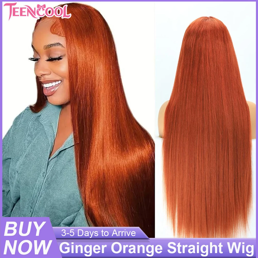 30 Inch Straight Orange Ginger Lace Front Wigs Human Hair 350 Colored Brazilian 13X6 HD Transparent Lace Frontal Wigs Pre Plucked Daily Party Wedding