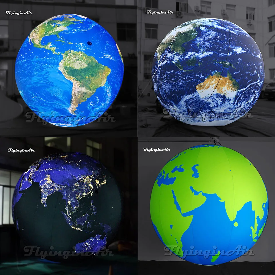 

Illuminated Giant Inflatable Earth Ball Globe Balloon with LED Light Hanging/ Ground Decorative Huge Sphere for Party Decoration