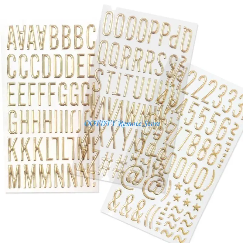 DXAB GOLD GLITTIPER LETTRE AUTOCHERS 3D Metallic Letter Number Sticker for Craft