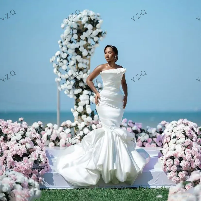 New Arrival Wedding Dresses Sleeveless Ruffles Romance Long Bridal Dress Pleated Off Shoulder Wedding Gowns Personalized