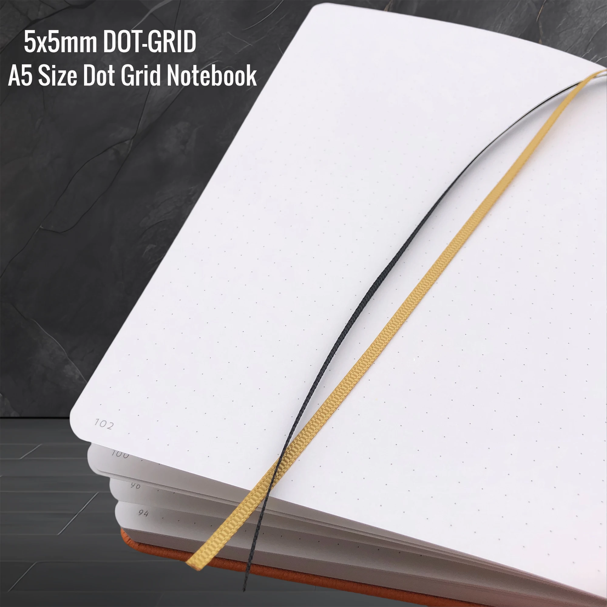 BUKE Tiger Dotted Journal, 160 g/m2 dickes Papier-Notizbuch mit Punktraster, 160 Seiten nummeriert, 5 x 5 mm DOT-GRID-Layouts – Detail 4
