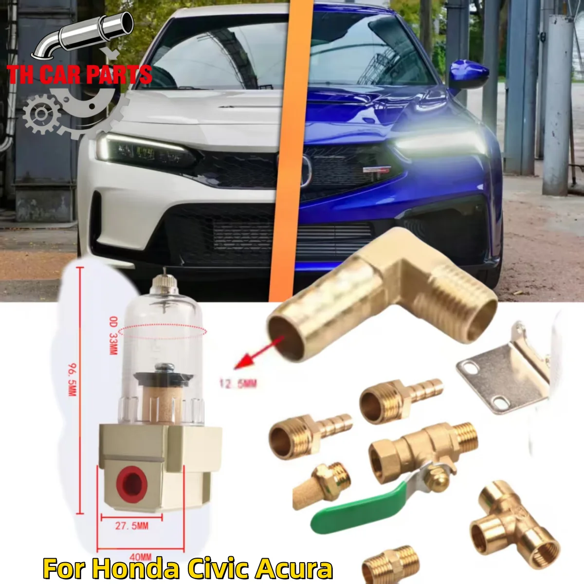 

For Honda Civic Acura Engine Oil Separator Catch Tank Reservoir Baffled with Drain Valve Performance Racing Catch Can Tank