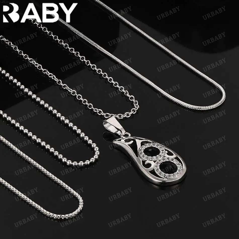 

URBABY 40-75cm 925 Sterling Silver Zircons Pendant Necklace For Women Men Charm Trend Birthday Gifts Fashion Party Fine Jewelry