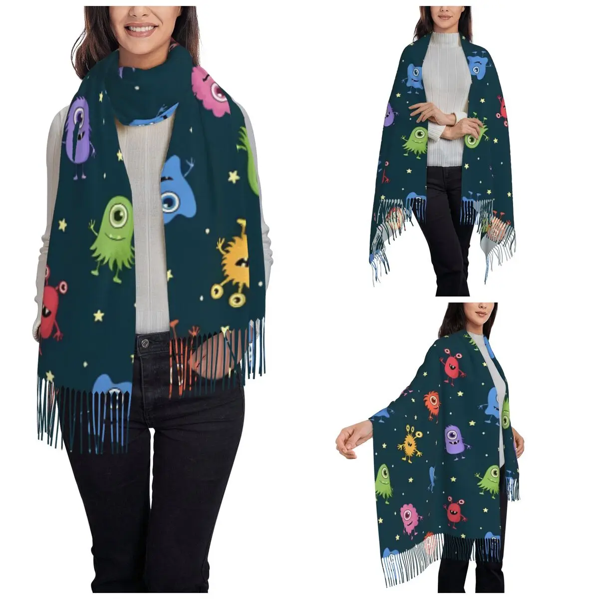 Monsters Inc Power Company Scarf for Women Winter Fall Pashmina Shawl Wrap Cartoon Movie Large Shawl Scarf for Daily Wear