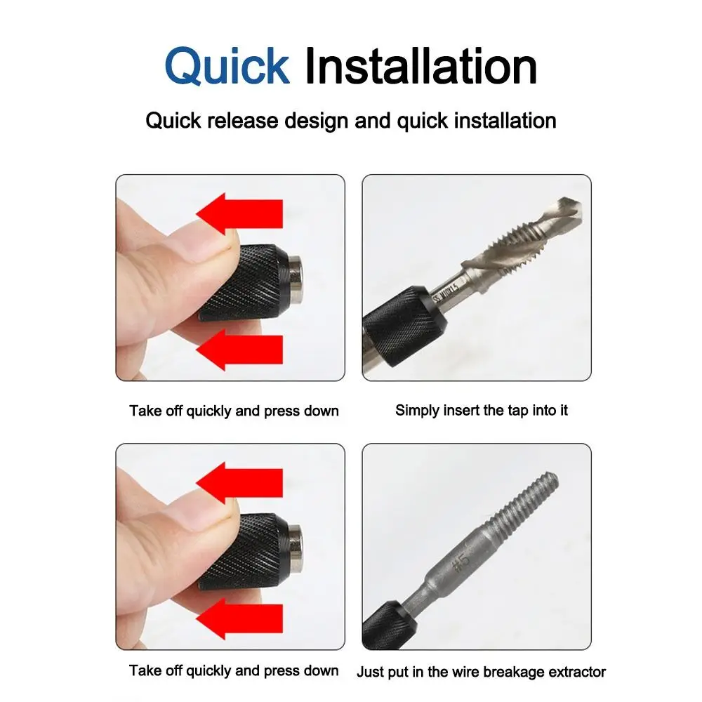 12Pcs/Set Hexagonal Shank Taps Drill Bit Set with Storage Box Anti-slip HSS Screw Tap Drill Bit Tap Extractor