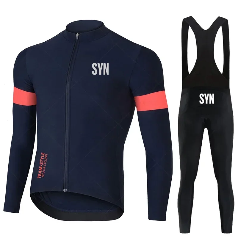 Image of 2024 SYN Team Herbst-Radtrikot-Set Ropa Ciclismo BIEHLER Langarm-Fahrradbekleidung MTB Maillot Rennrad-Trägerhose Uniform