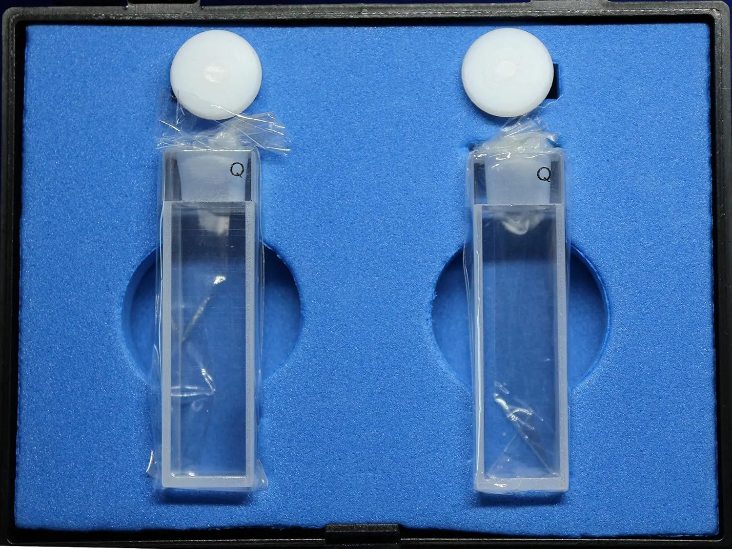 Fluorescence Cuvette Cells with Stopper Top (Set of 2) Spectrophotometer Cuvettes Cell, 10mm Pathlength, 4 Clear Windows, 3.5ml,