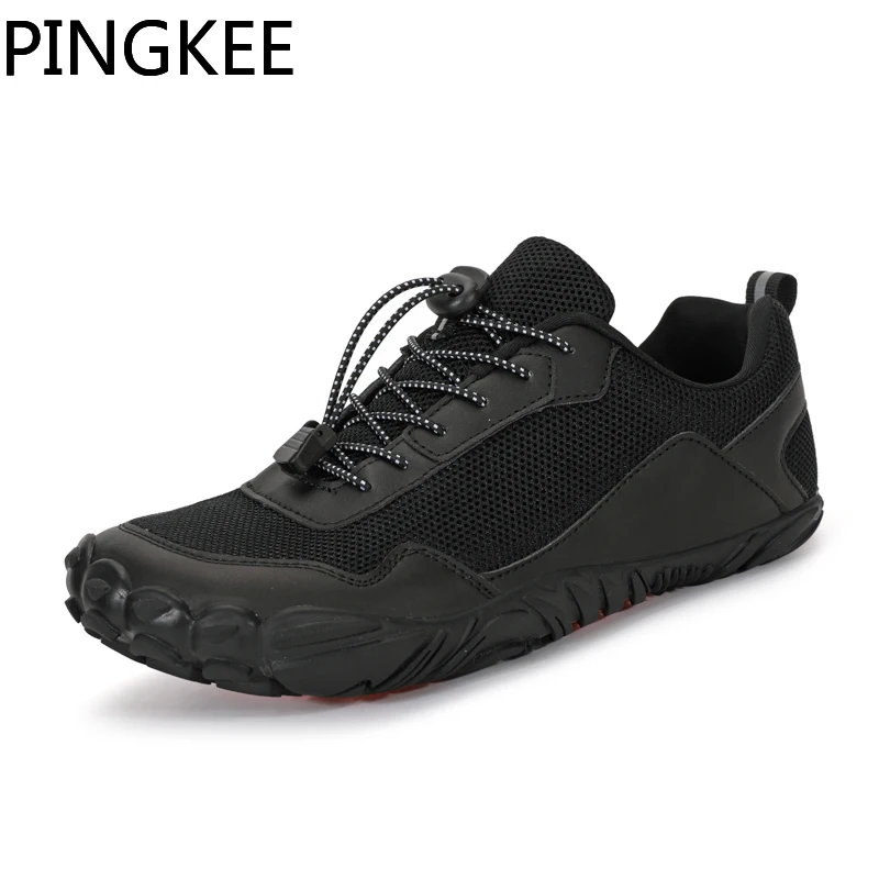 PINGKEE Mesh Upper Barefoot Foot Wide Toe Box Casual Boots For Men Sneakers Trailing Hiking Trekking Male Mens Toebox Shoes