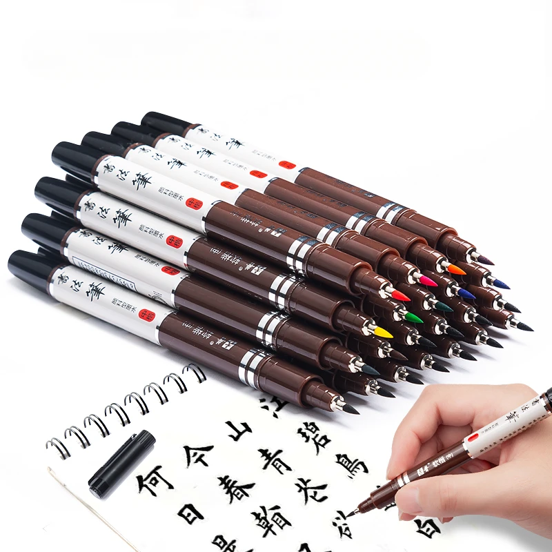 

12pcs Ink Calligraphy Pen Set Small/medium/large Regular Script Painting Pen Students Color Pigment Signature Art Paint Brushes