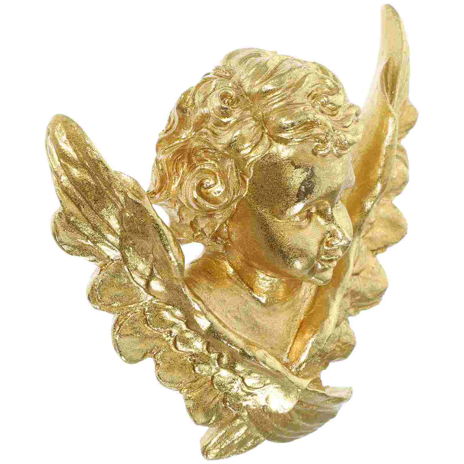 Decoration Vintage Golden Cherub Wall Hanging Craft Resin Figurine Commemorate Angel Shape Ornament Lovely Ornaments