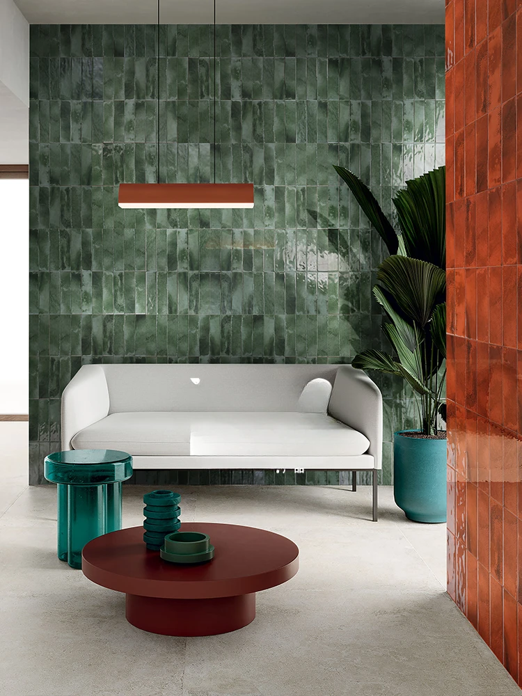 Orange Red Long Brick Emerald Bathroom Tile