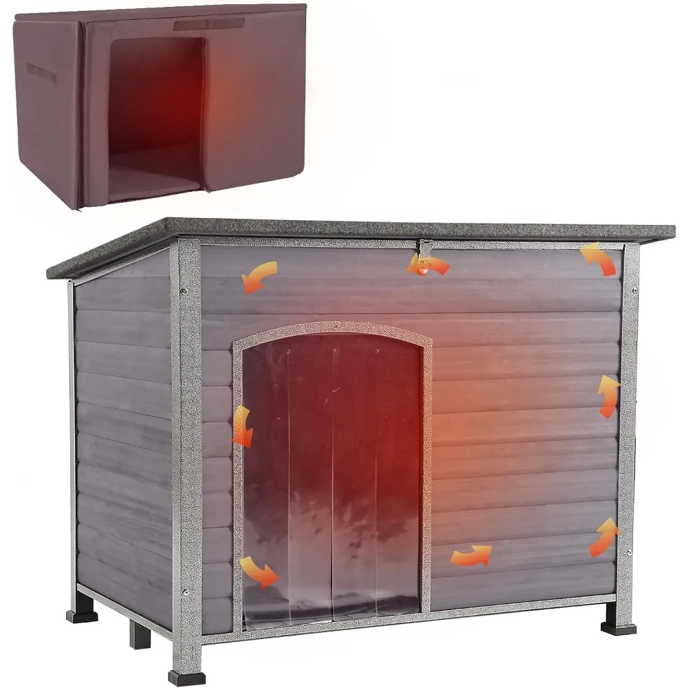 

Dog House with Insulated Liner, Outdoor Indoor Weatherproof Dog House for Winter, Suitable for Small & Medium & Large