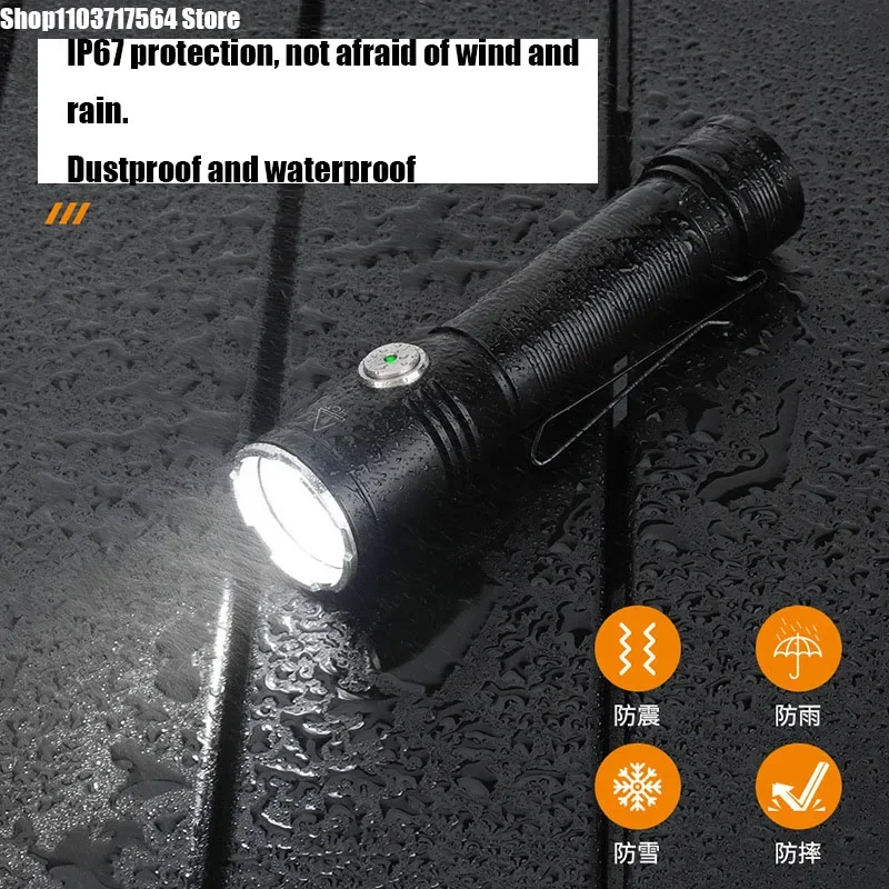 

The new 2050 lumen flashlight can be rechargeable outdoor led ultra bright long shot mini convenient household flashlight