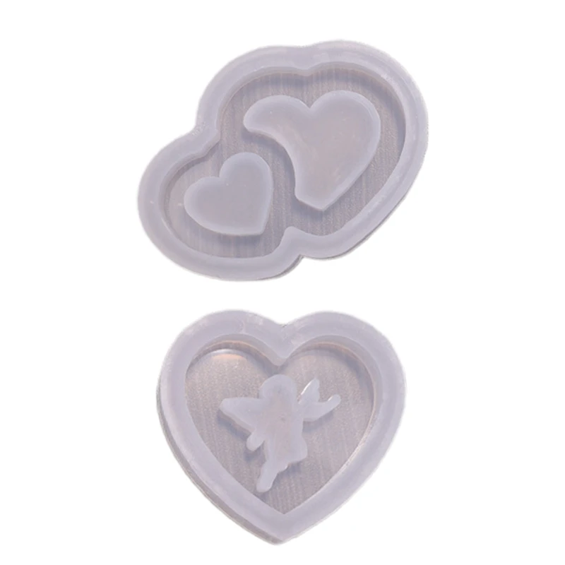 

Shiny Glossy Geometry Double Love Angel Silicone Epoxy Resin Mold DIY Keychain Pendant Jewelry for Bag Decorations Dropship