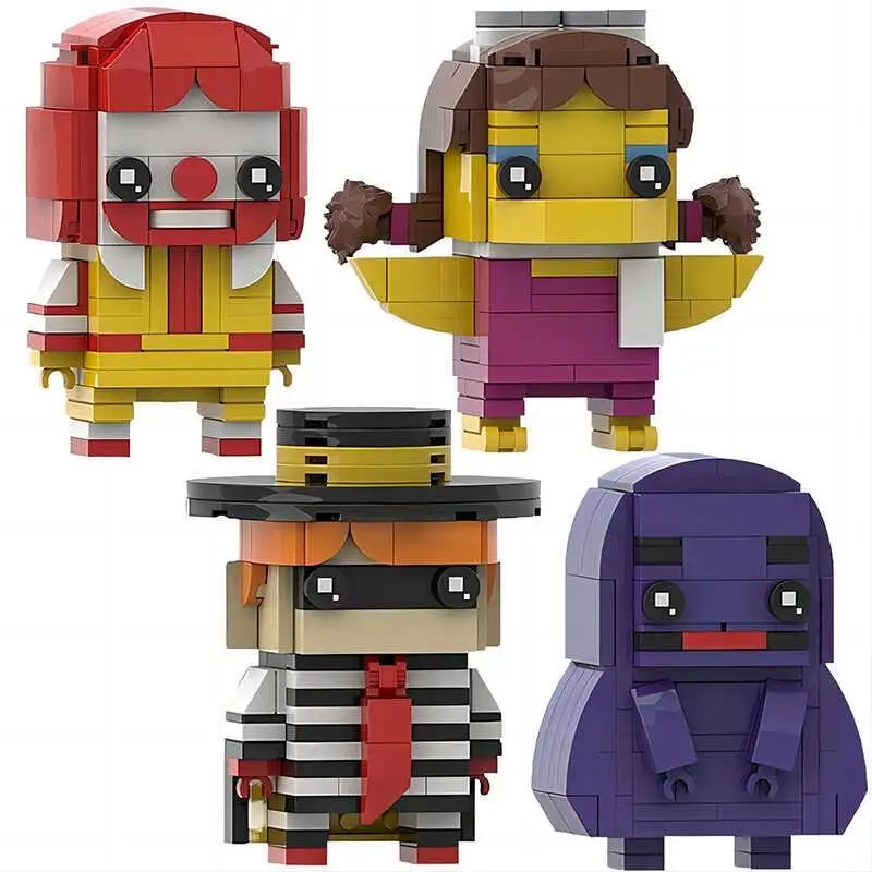 MOC toy ornaments children's educational toy figures square head assembled suit creative ornaments