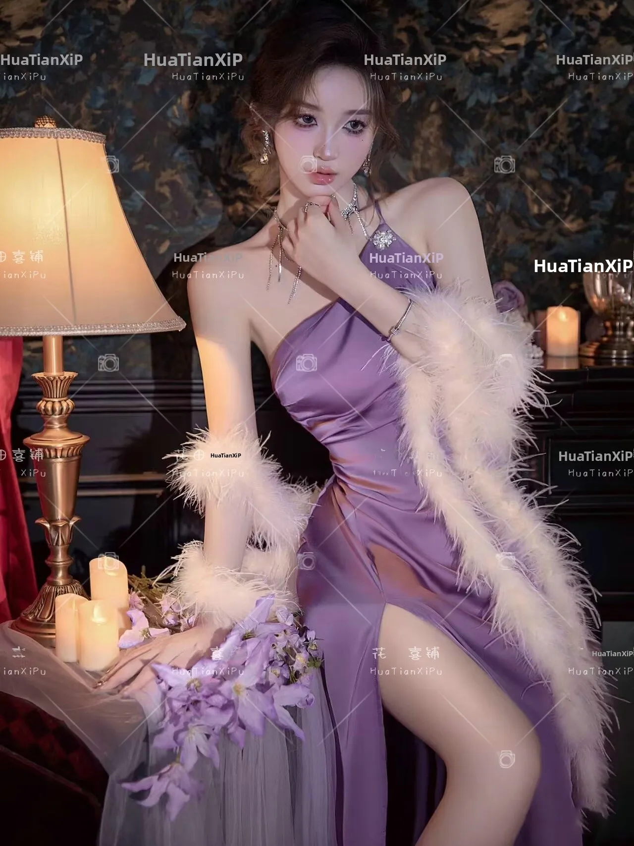 

Фиолетовое элегантное платье для фотосессий в студии, новинка, для девушки, художественный портрет, одежда для женщин