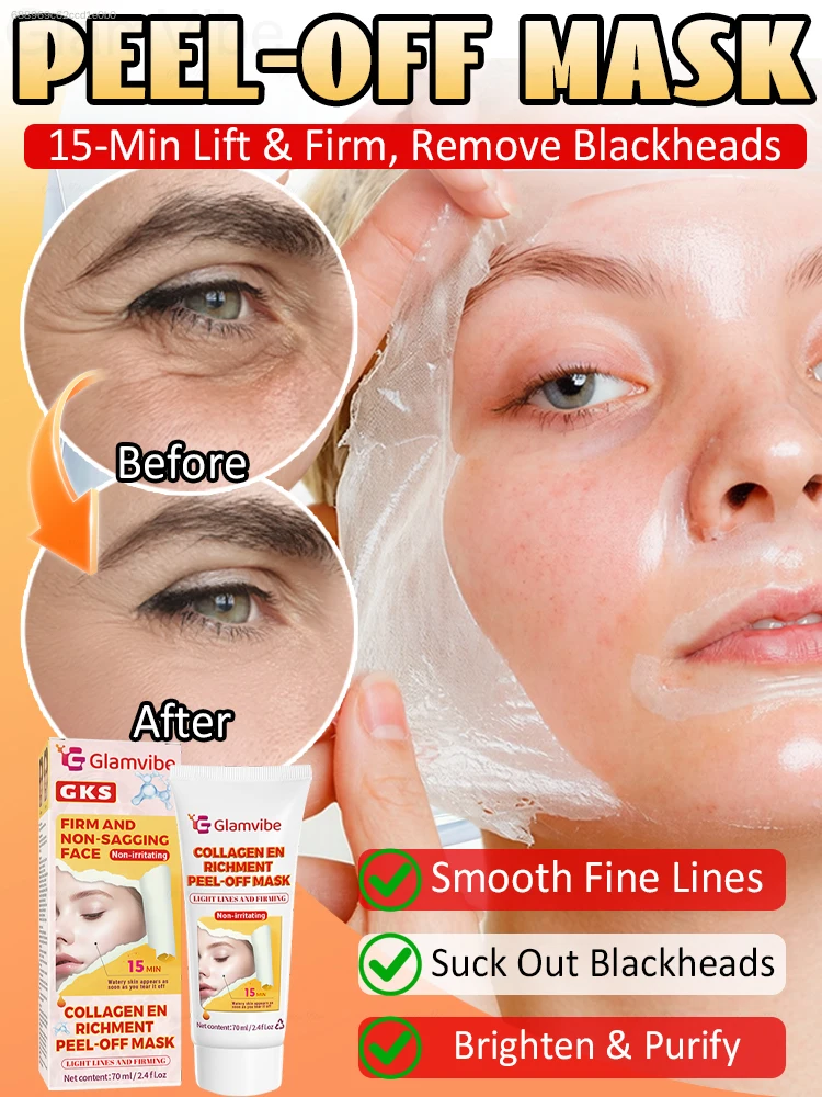 Glamvibe Hydrating Collagen Peel‑off Face Mask Deep Cleansing Skin Care Mask Help Improve Skin Surface Look Firming Nourishing Mask For Facial Use
