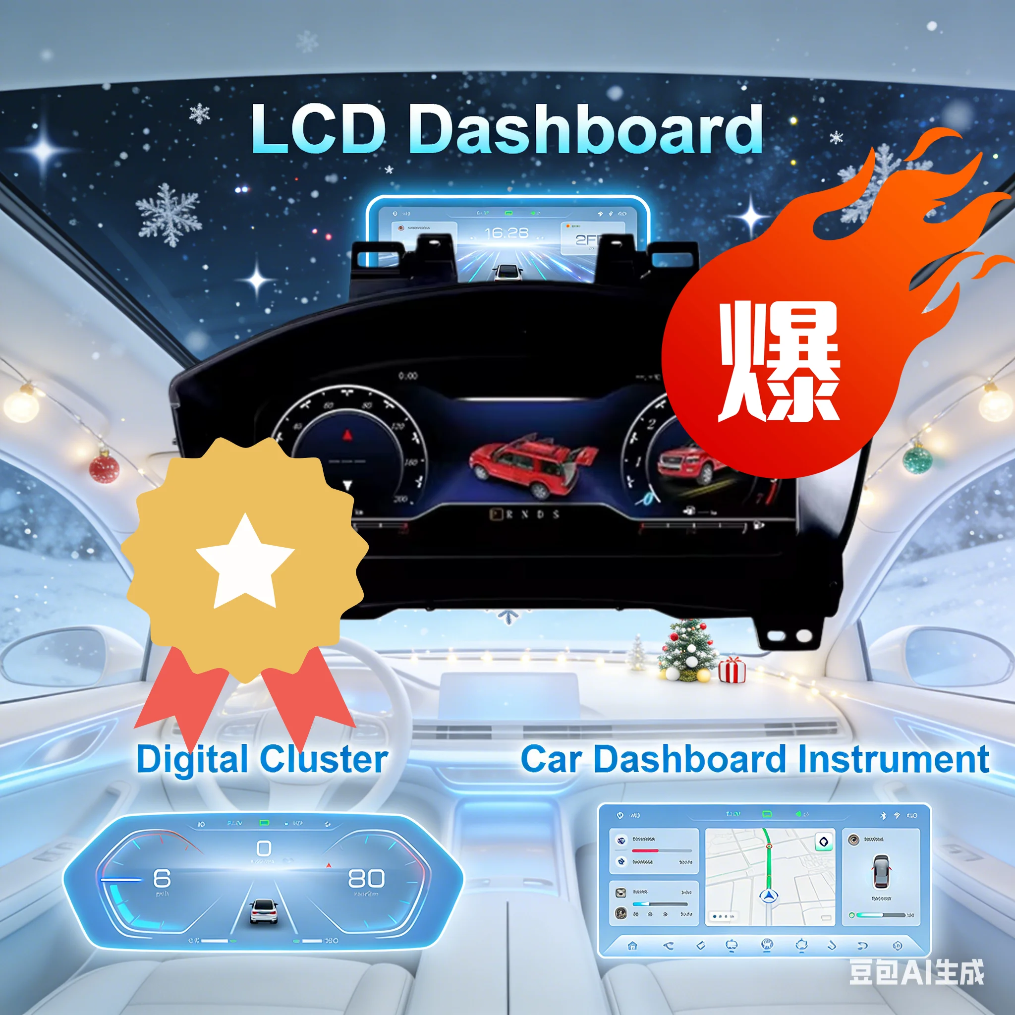

Digital Instrument Cluster Display For Ford Explorer 2017-2018 Speedometer 12.3”HD screen1920*720/Wireless CarPlay/Plug&Play