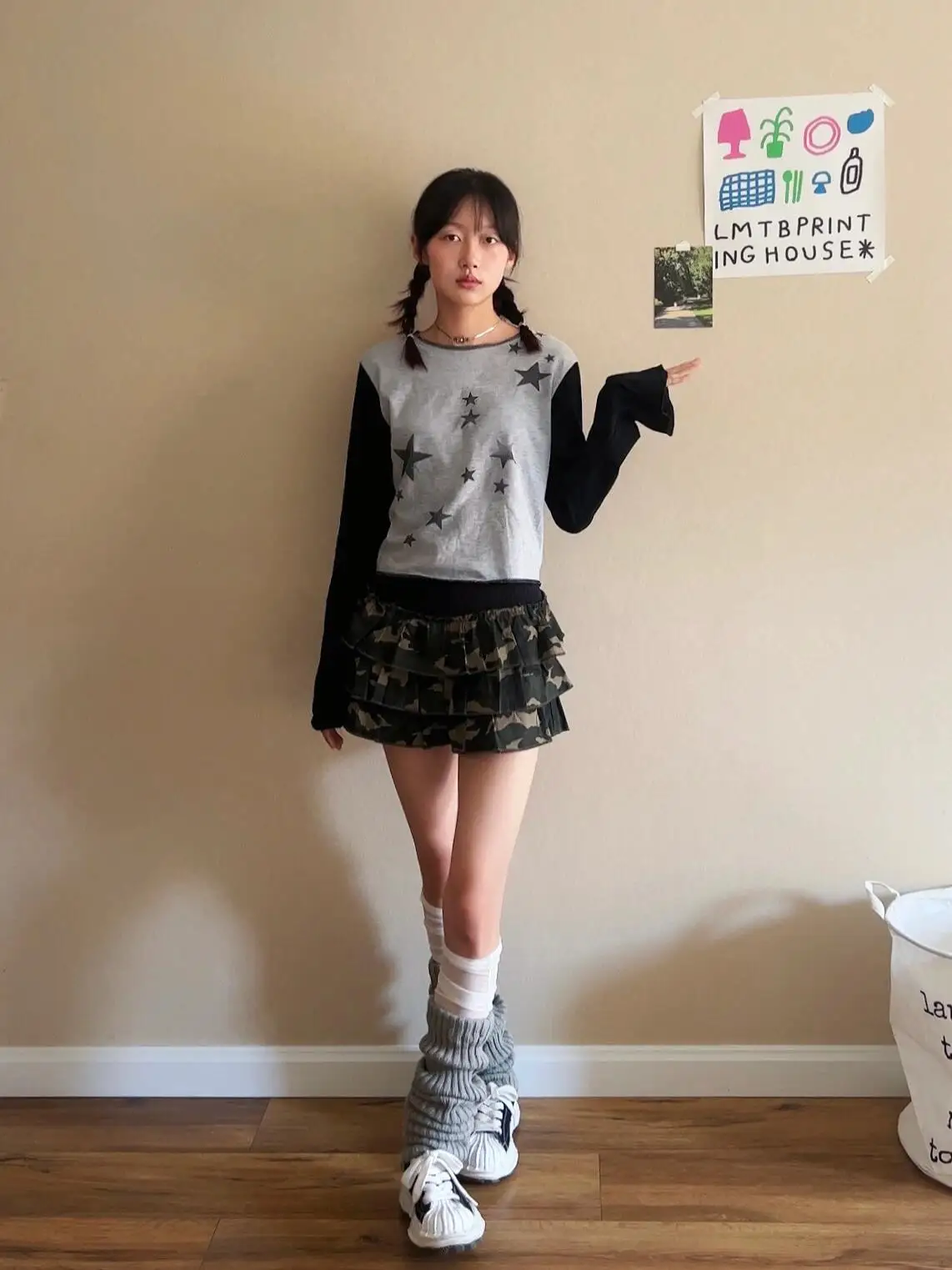 

American Retro Aalyptic Camouflage Low Waist Cake Skirt Women's Y2K Layered Elastic Waist Versatile ort Skirt Summer