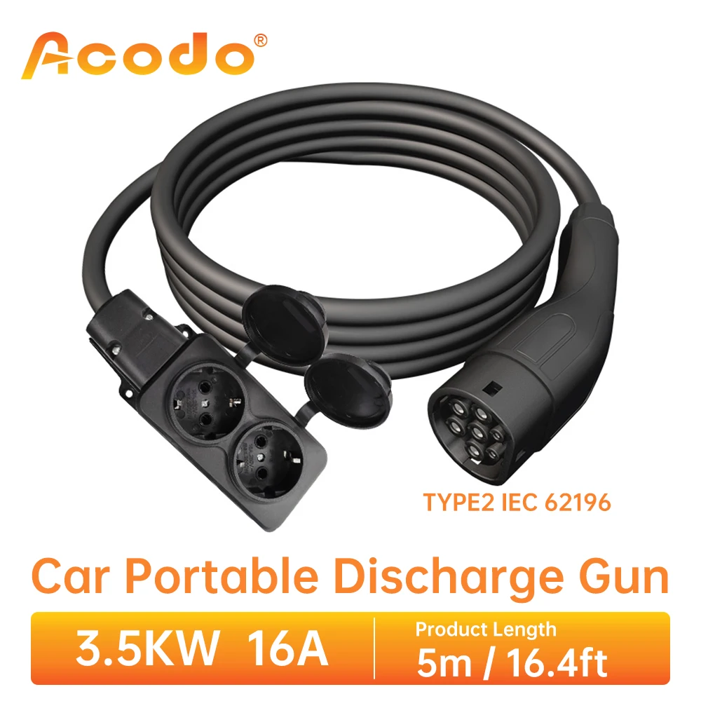 Acodo Elektrofahrzeuge Entladegerät Ausrüstungskabel 5M Typ2 GBT 3,5KW 16A 250V EU-Buchse für
