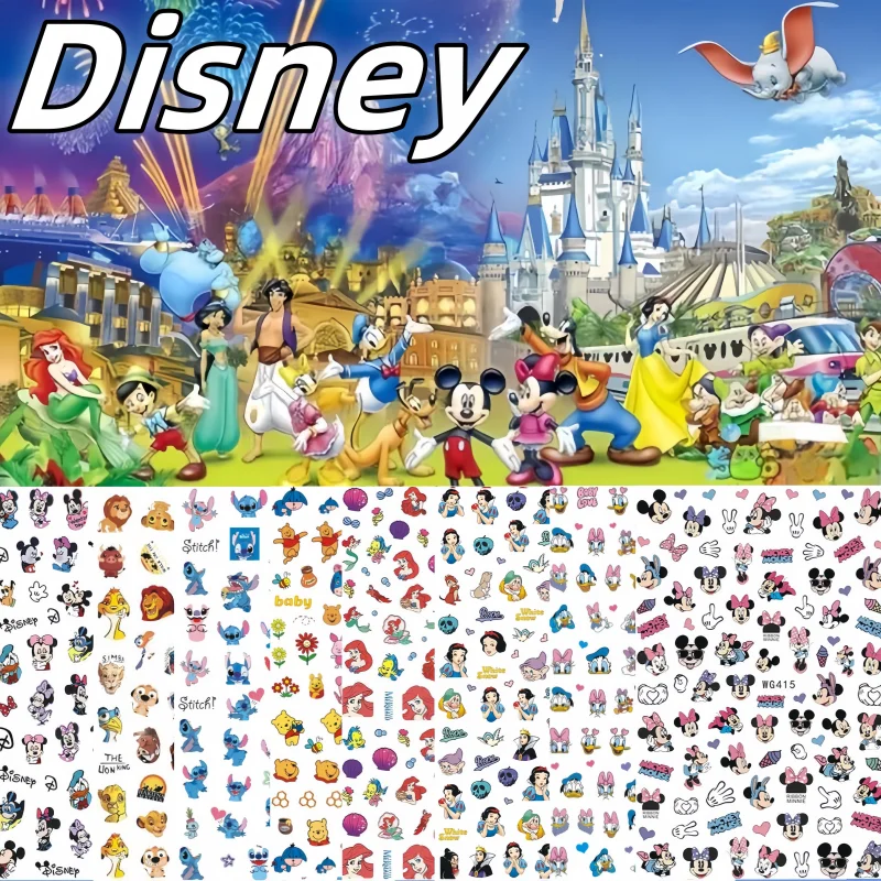 3D Disney Mickey Stitch Nail Stickers Cartoon Donald Duck Mickey Mouse Nail Art Supplies Anime Princess Nail Art Decorations