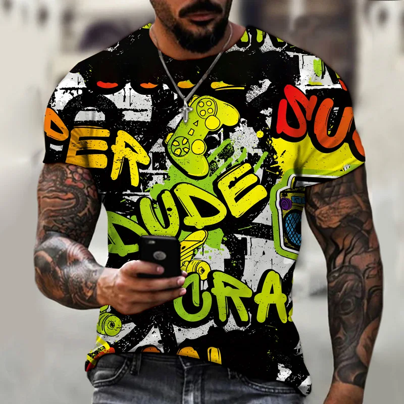 

Fashion Personality Colour Graffiti 3d T-shirt for Men/Women Print Short Sleeve Men T-shirt Y2k Summer Casual Streetwear Top Tee