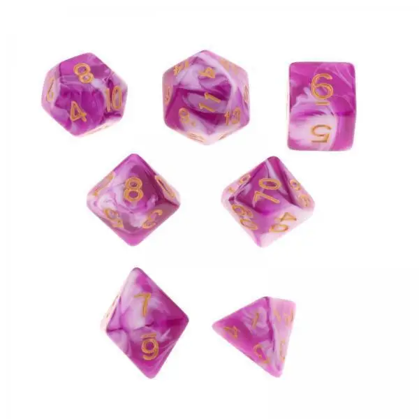 

Seven Piece Multi-colored Polyhedral Dice Set Acrylic Cube Set for DND RPG and Board Game Prop Tools