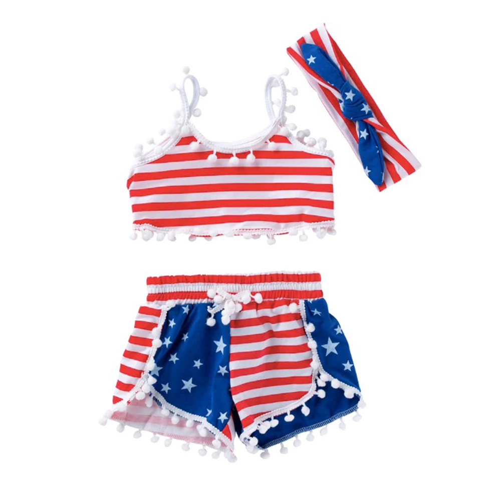 

3pcs Cute Kids Costume Set Bright Festival Wear Independence Day Special Occasions Toddlers Outfit Comfortable Fit