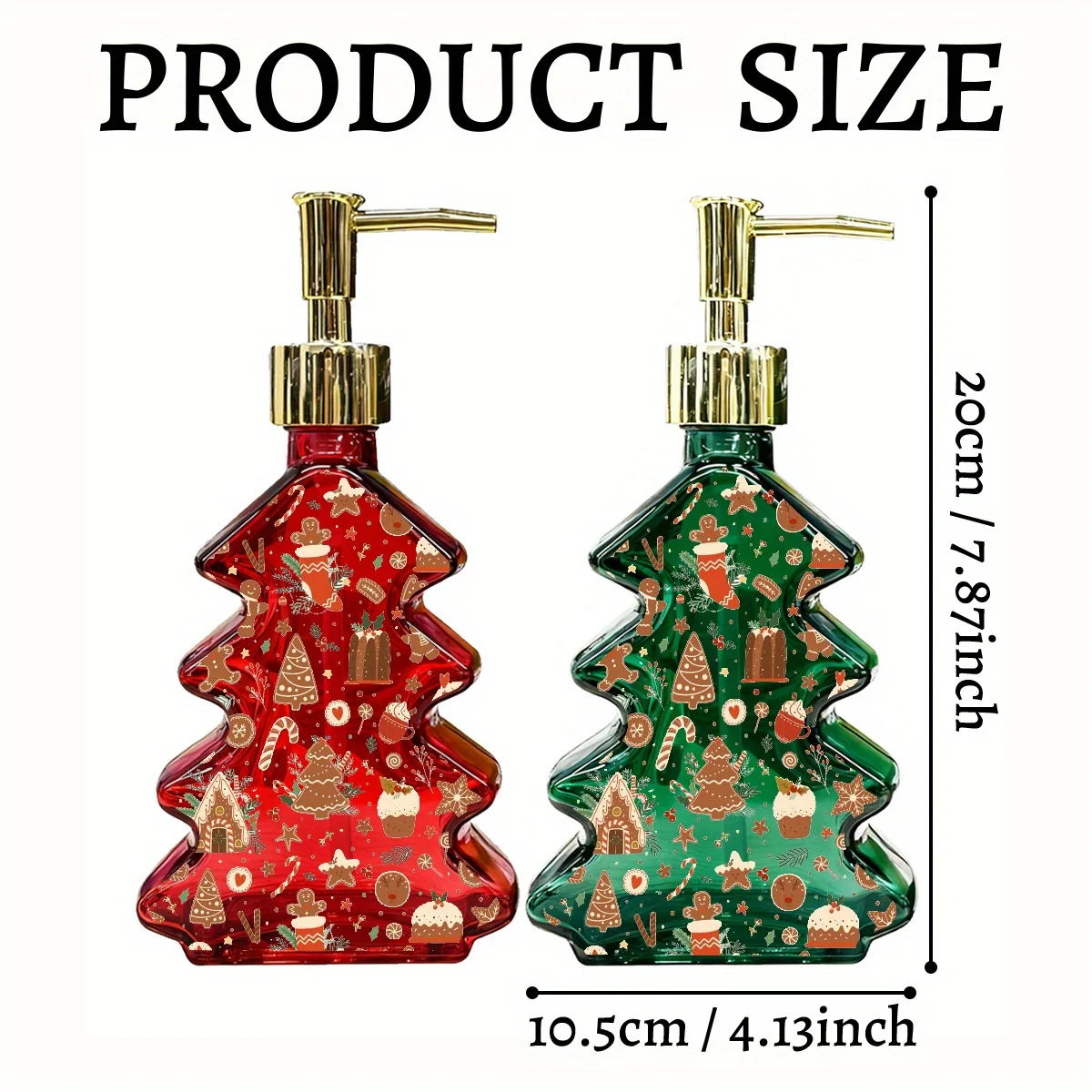 Dispenser di sapone in vetro a forma portatile Bottiglia riutilizzabile per vasca da bagno vuota a forma di albero di Natale Bottiglia di stoccaggio per decorazioni natalizie