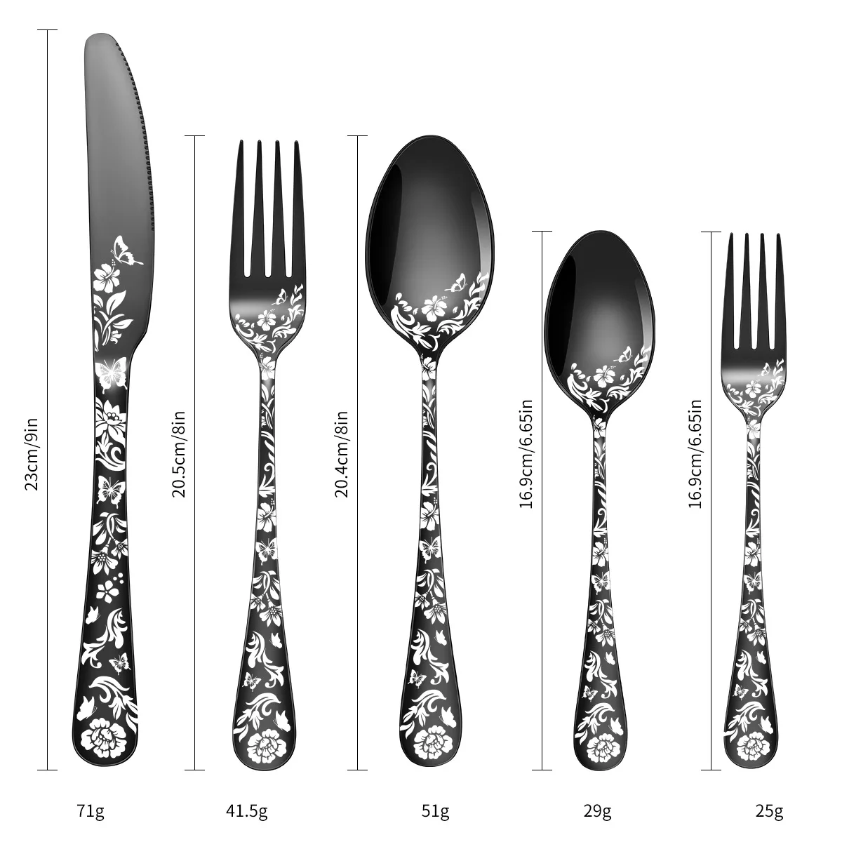 20/40Pcs Laser Christmas Pattern Flatware Set Stainless Steel Dinnerware Cutlery Set Black Knife Fork Kitchen Tableware Set New