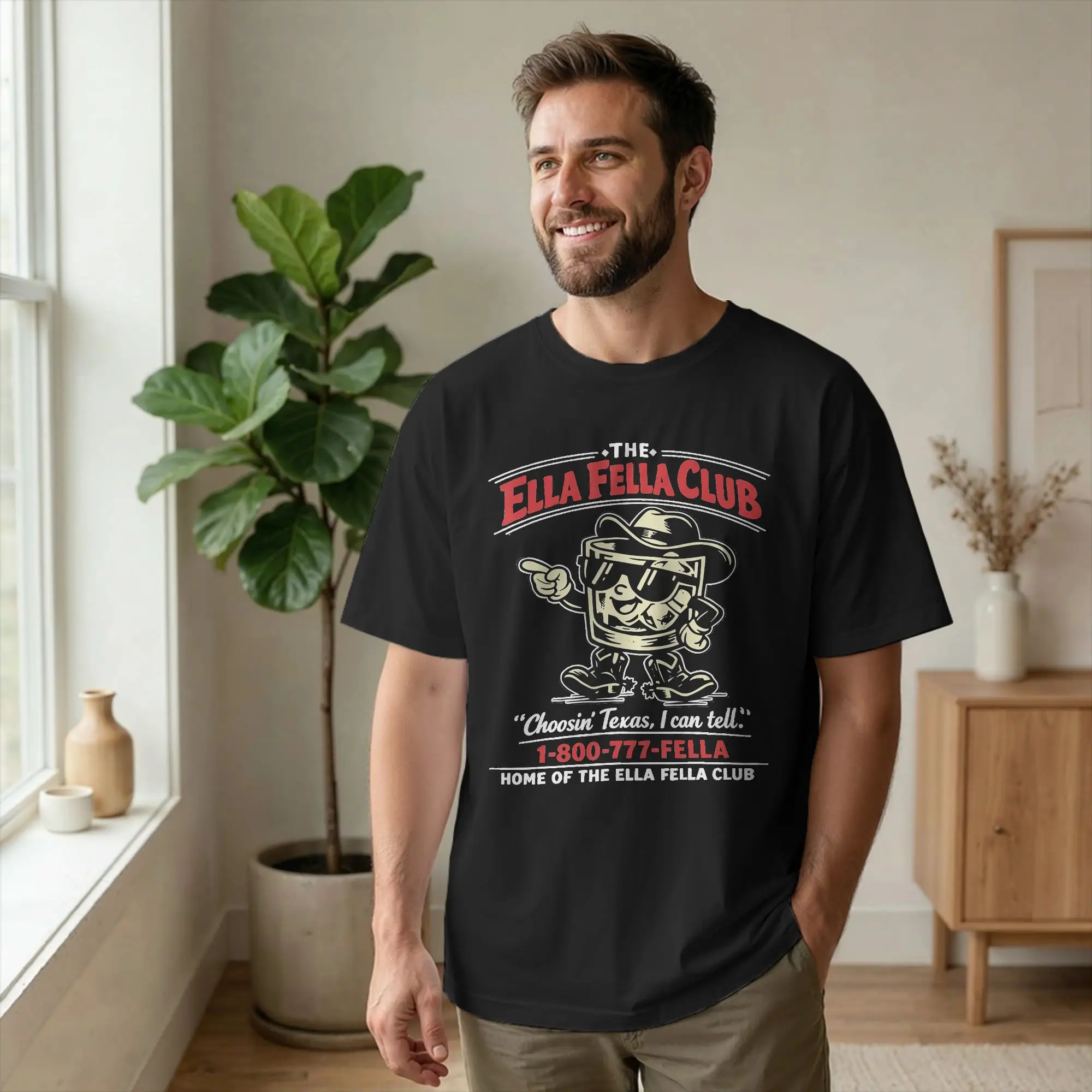 Men T-Shirt Elia's Fellas Western Cowboy Awesome Pure Cotton Tees Short Sleeve Country Funny T Shirts Round Collar merch Gift