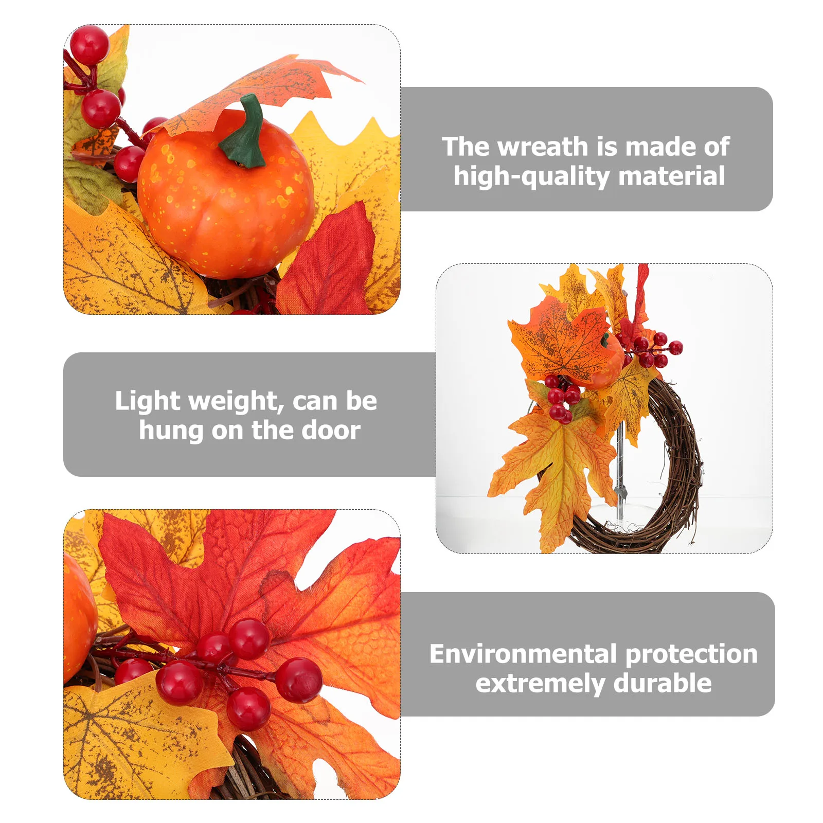 

Premium Maple Leaf Wreath Halloween Door Hanging Decor Artificial Pumpkin Garland Fall Decoration For Bedroom Living Room