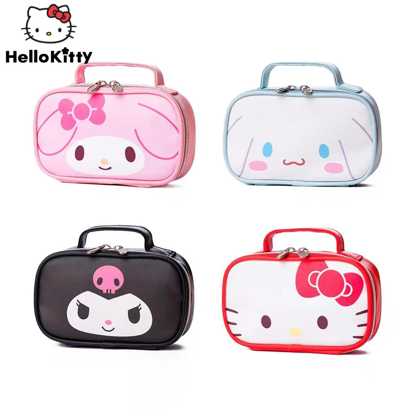 Sanrio Hello Kitty Melody Mini Cosmetic Bag Wash Bag Lovely Girl Portable Cartoon Desktop Pencil Storage Bag Packaging Supplies