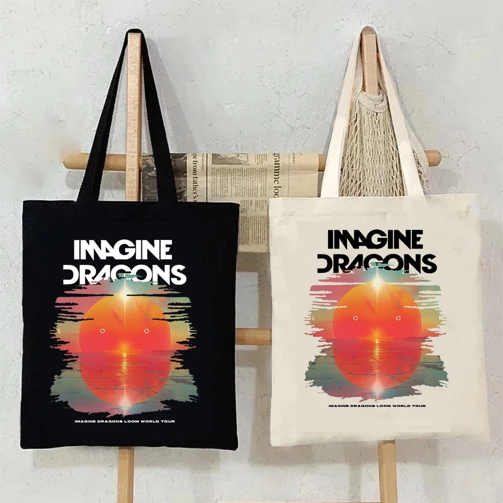 2025 Imagine Dragons Loom World Tour Canvas Bag Shopping Shoulder Bags Canvas Shopping Tote Durable Eco-friendly Bag