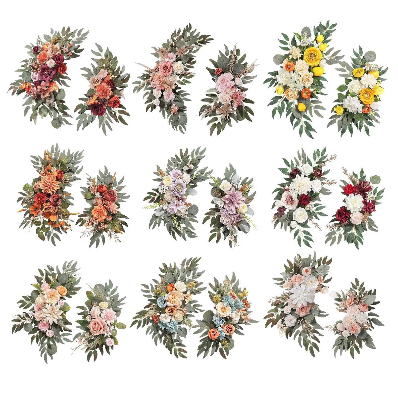 2 個のシルクフラワーウェディングアーチリースハンギング素朴な、造花盗品花の背景ドア結婚式の車のセレモニー