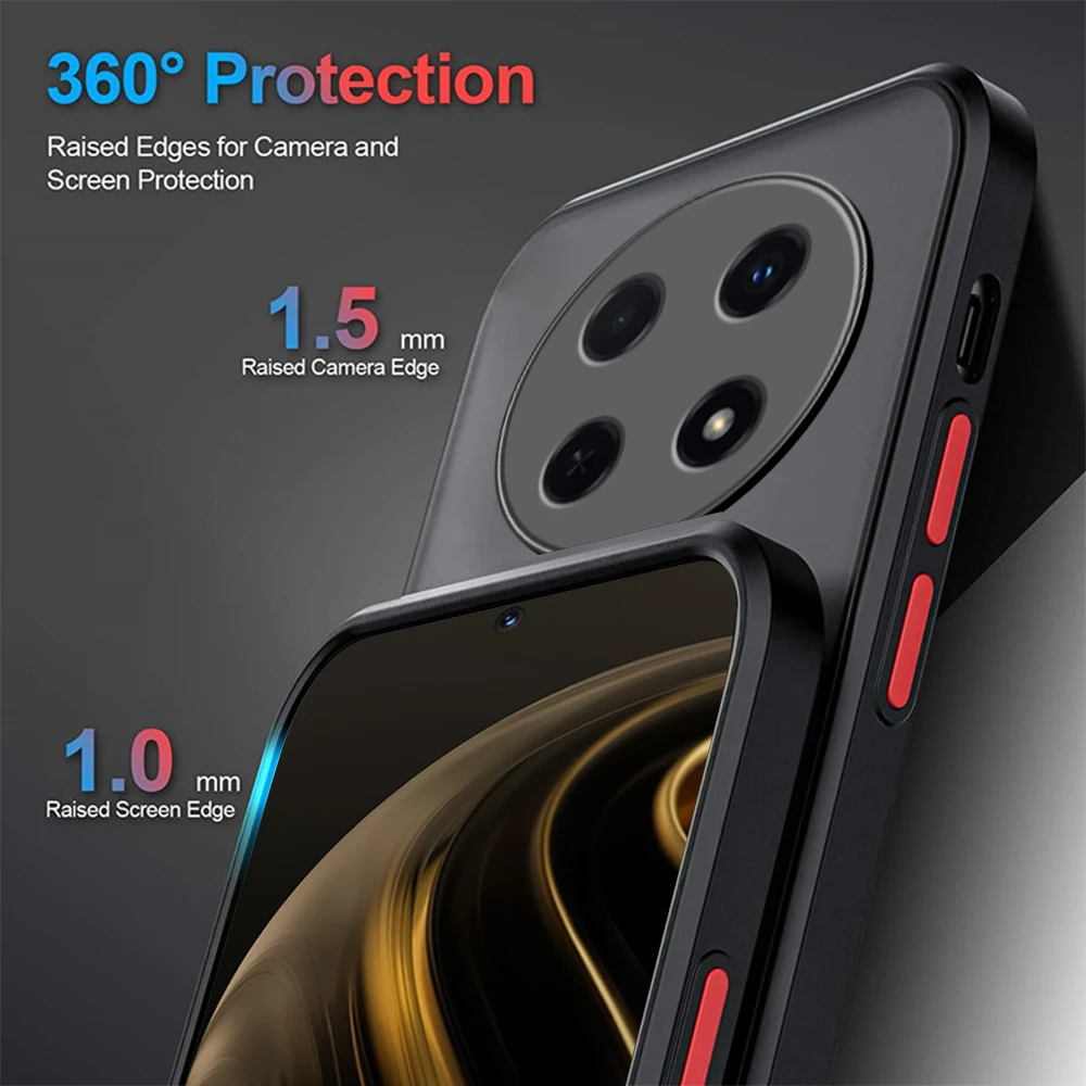 Shockproof Armor Matte Case For Huawei nova 12i 4G Soft TPU Bumper Clear Hard PC Back Cover Capa Hauwei nova12i nova 12 i i12 4G