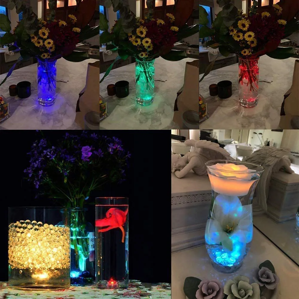 10Pcs Mini Submersible LED Lights with Remote Control Tea Lights Small Underwater Lights Light for Party Vase Fishtank Hot Tub