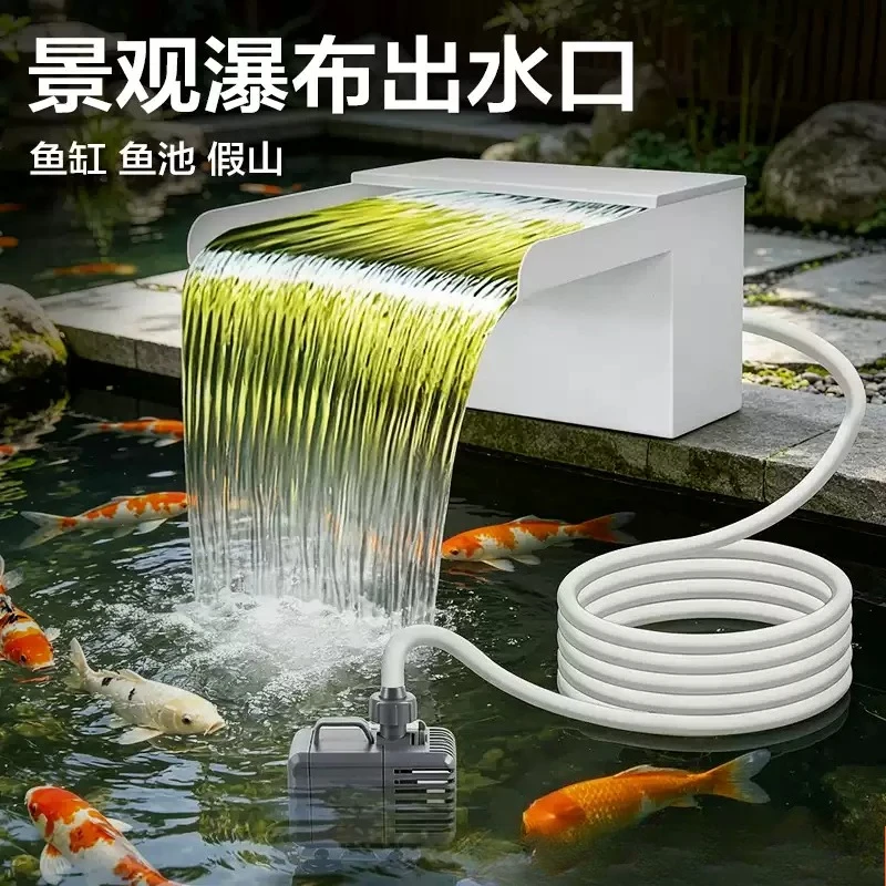 Pond Waterfall Spillway Kit with Pump  And Spillway Corrugated Tubing 304 Stainless Steel Garden FountainLandscape decoration