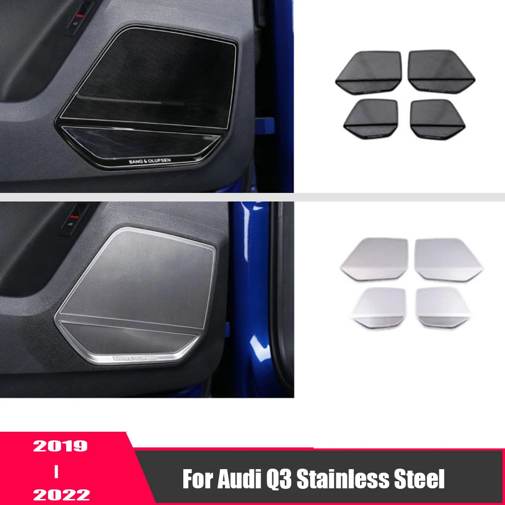 

Stainless steel For Audi Q3 2019 2020 Auto Accessories Car Interior door speaker audio Horn Cover Trim Sticker Car Styling 4pcs