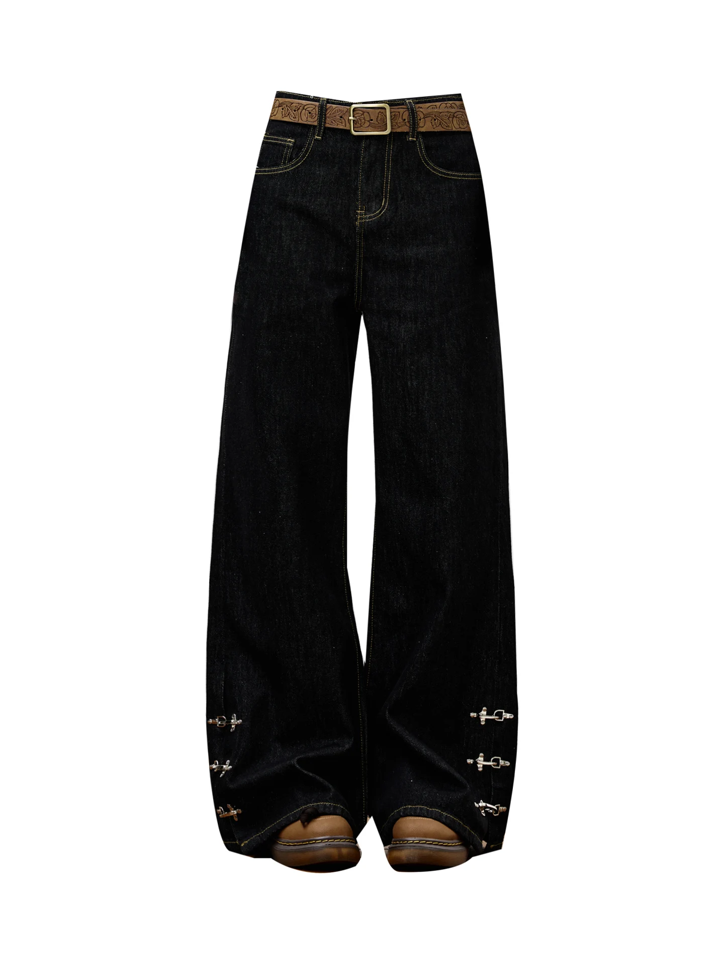 Retro American Sle Women's Loose Wide Leg Jeans High Waist Button Fly Original Denim Pants Autumn Winter New Faion