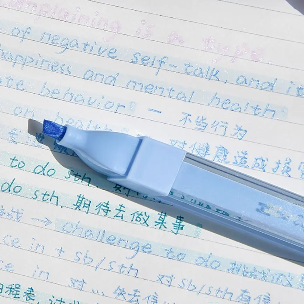 3PCS/Set Gradient Color Sparkling Highlighter Eye Protection Axe Tip Fluorescent Pen Stationery Graffiti Mark Key Points Pen