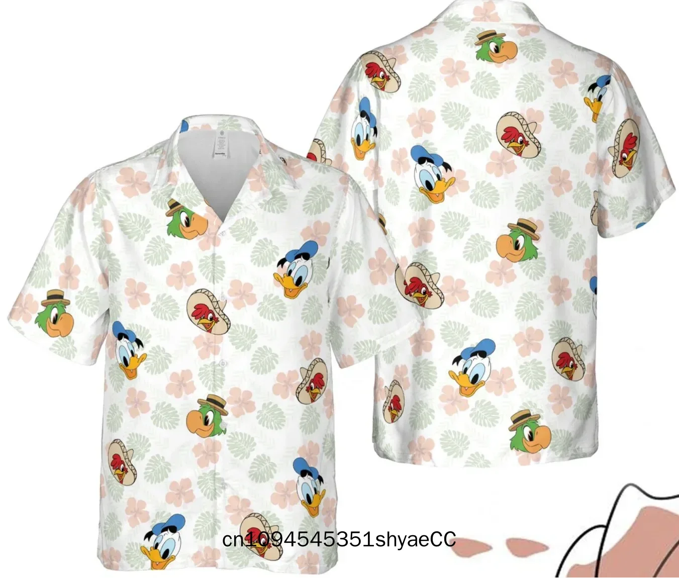 Many Faces Of Donald Duck Hawaiian Shirt Disney Inspired Men's Button Down Short-Sleeved Shirt Men's Beach Shirts Casual Tops
