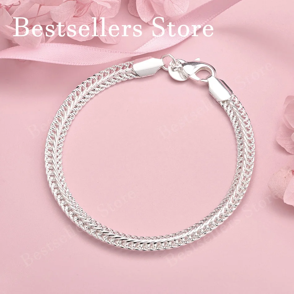 

Классический плетеный браслет из стерлингового серебра 925 пробы, 8 дюймов, для мужчин и женщин, модные украшения для вечеринок, аксессуары в стиле хип-хоп.