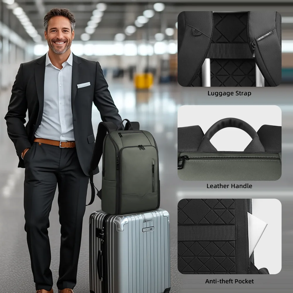 HK Business Men's Backpack For 15.6 Inch Laptop Backpack Waterproof Travel Backpacks Large Capacity School Bags Fashion Rucksack