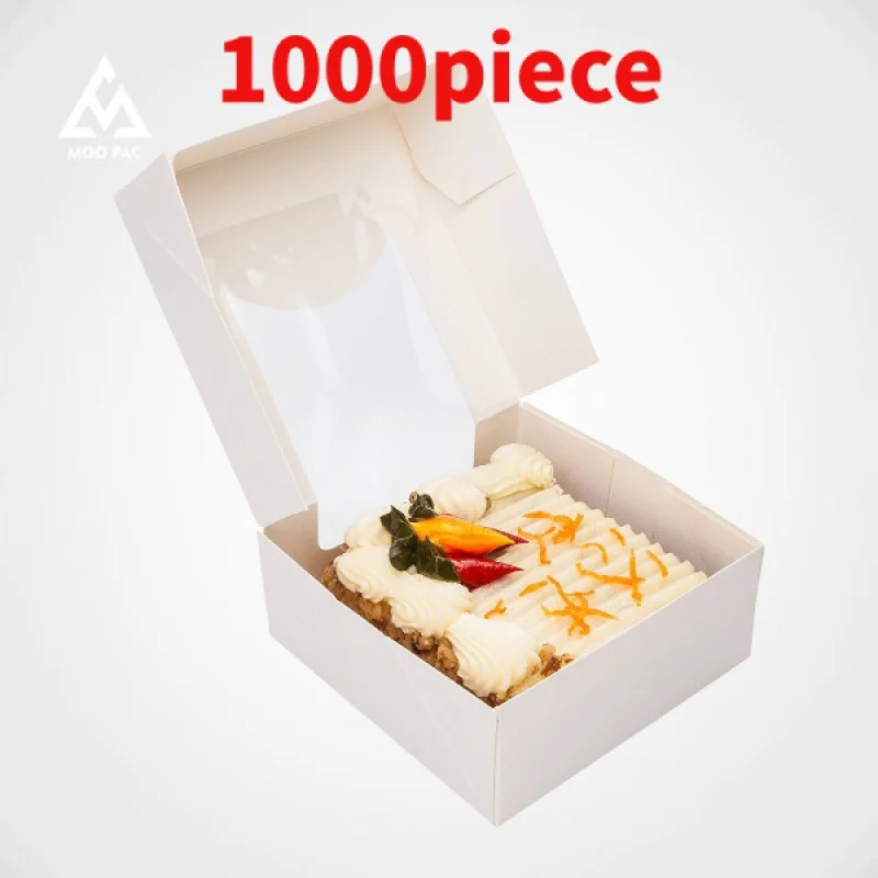 10 00piece.Custom.Custom Cake Box Recyclable Food Grade White Kraft Paper Cupcake Dessert Boxes With Window