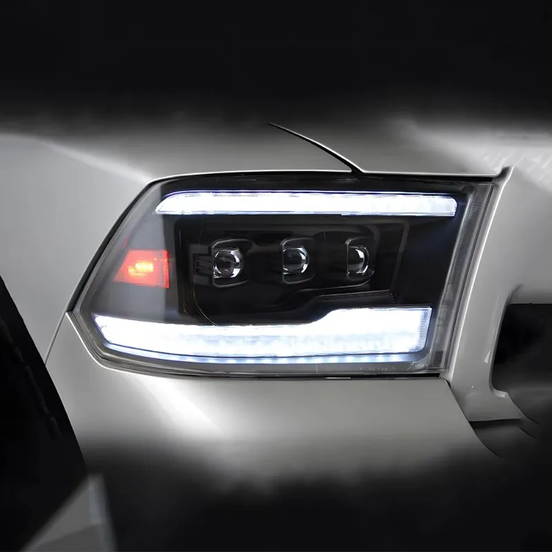 

For Ram 1500 2009-2018 Car Front Headlight Upgrade H7 LED Three Lens Light Assembly Flashing Signal Light Best Accessories Sale
